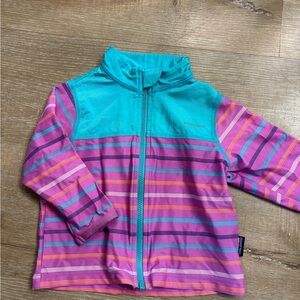 Patagonia Kids Turquoise & Pink Striped Zip Rashguard